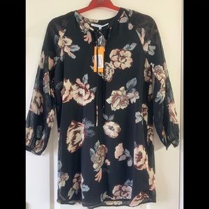 Black floral shift dress